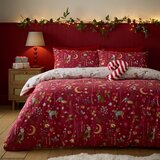 Catherine Lansfield Crvena posteljina za krevet za jednu osobu 135x200 cm Christmas Enchanted Twilight – Cijene