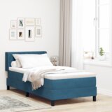 Box Spring Krevet s Madracem Tamnoplavi 100x200 cm Baršun | shoptok.hr