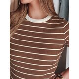 DStreet T-shirt damskie basic w paski LINESS brązowy | ePonuda.com