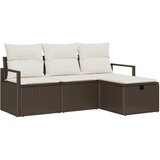  Set od 4 dijela vrtnih sofa s jastučićima smeđi poli ratan dvosed vrtna sofa s pohranom i jastučićima smeđi poli ratan | shoptok.hr