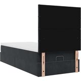 vidaXL Otomanski posteljni okvir z vzmetnicami črn 80x200cm žamet | Shoptok.si