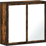 Maison Chic Kopalniška omarica - Kopalniški kabinet z ogledalom dim. hrast 65x20x60 cm inž. les, (21794652) Cene