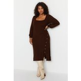 Trendyol Curve Plus Size Dress - Brown - Bodycon Cene