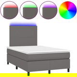 vidaXL Krevet s oprugama i madracem LED sivi 120x190 cm umjetna koža | shoptok.hr