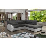  Kotna sedežna garnitura LIZIN 2 belo umetno usnje/sivo blago - levi kot | Shoptok.si