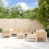 The Living Store Vrtna sedežna garnitura 10-delna z blazinami trdna borovina - Vrtna Sedežna Garnitura, (21474483) | Shoptok.si