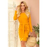 Numoco 209-8 Dress with a wide tied belt - mustard | shoptok.hr