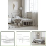 The Living Store Kovinski posteljni okvir z vzglavjem in vznožjem bel 80x200 cm - Posteljni Okvir, (21737243) | Shoptok.si