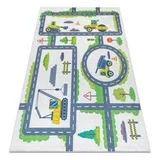 BAMBINO 2338 pralna preproga Bager, ulice za otroke protizdrsna - belo / zelena 200x290 cm, (5000177116)