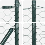 vidaXL heksagonalna ograja Zelena 0.8x10 m Jeklo, stebri za ograjo z osnovnimi ploščami 7 kos Ø32mm 90cm cinkovano jeklo | Shoptok.si