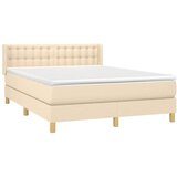 vidaXL Krevet s oprugama i madracem krem 140 x 190 cm od tkanine | shoptok.hr