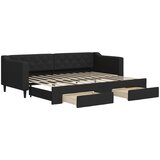  Dnevni krevet na razvlačenje s ladicama crni 80x200 cm tkanina | shoptok.hr