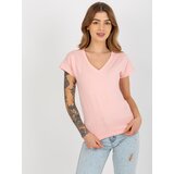 Fashion Hunters Women's basic T-shirt with neckline - peach | ePonuda.com