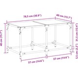  Stolić s prozirnom staklenom površinom 78,5x40x40 cm čelik | shoptok.hr