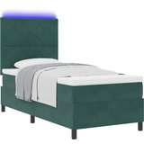 vidaXL Box Spring postelja z vzmetnico in LED temno zelena 100x200 cm žamet, (22050377) | Shoptok.si