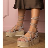 D/CEO marka niezdefiniowana Gray espadrille sandals on a high platform Merfy | ePonuda.com