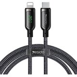 Yesido podatkovni kabel (CA86) - Lightning na Type-C 20W 5A digitalni zaslon - 120 cm - crni | shoptok.hr