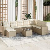 vidaXL 9-dijelni set vrtnih sofa s jastucima bež od poliratana | shoptok.hr
