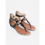 Shelvt Black low wedge sandals with gold trim | shoptok.hr