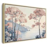  Slika - Landscape with the Ocean Cliffs and Trees in Delicate Pink Shades 120x80 U prirodnom drvenom okviru | shoptok.hr