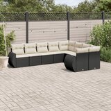  9-dijelni set vrtnih sofa s jastucima crni od poliratana Crna 71 x 62 x 69 cm | shoptok.hr