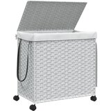  Košara za rublje s kotačima bijela 60 x 35 x 60,5 cm od ratana | Eponuda.com