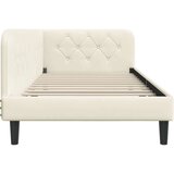 vidaXL Kotna postelja z vzglavjem krema 90 x 190 cm Žamet | Shoptok.si