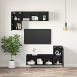 vidaXL Jedinca za TV s policom Ostalo s pohranom s vratima 2 pcs Crni hrast Konstruirano drvo | shoptok.hr