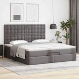 vidaXL Otomanski posteljni okvir z vzmetnico siv 160x200 cm um. usnje | Shoptok.si