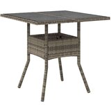 vidaXL Vrtni stol sa staklenom pločom sivi 80x80x75 cm od poliratana | shoptok.hr