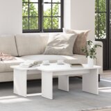 vidaXL Klubska miza 2 pcs Bela 100 x 69 x 35.5 cm Masivno borovo les | Shoptok.si