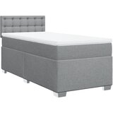  Box spring krevet s madracem svjetlosivi 90x190 cm od tkanine Slike