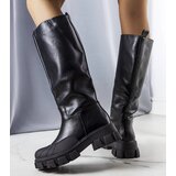 Gemre Black women's knee-high boots with thick sole leather Vasin | Shoptok.si