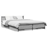Furnova Posteljni okvir s predali siva sonoma 140x200 cm inženirski les, (21943074) | Shoptok.si
