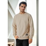 Dewberry 64602 Basic Crew Neck Mens Sweatshirt-BEIGE | Shoptok.si