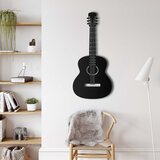 Wallxpert metalni zidni ukras 5349, akustična gitara, 34 x 75 cm, crni | Eponuda.com