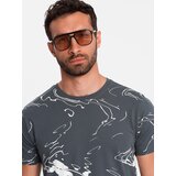 Ombre Men's cotton t-shirt with esy-flores - graphite | Shoptok.si