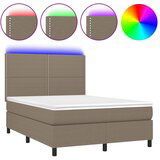 Maison Chic Box spring postelja - Vzmetna postelja z vzmetnico LED taupe 140x200 cm blago SL15828, (21896040) | Shoptok.si