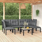 Maison Chic Seti vrtnega pohištva - Vrtna garnitura - Vrtni pohištvo set 7-delna črna in siva poli ratan, (21804024) | Shoptok.si
