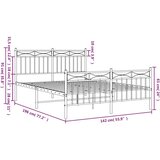 Metalni okvir kreveta uzglavlje i podnožje bijeli 135 x 190 cm | shoptok.hr
