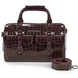 Torbe za čez ramo TOP HANDLE BAG OXBLOOD HIGH SHINE CROC EMBOSS Kostanjeva