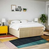 vidaXL Box spring postelja z vzmetnico krem 200x200 cm blago, (21321385) | Shoptok.si