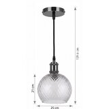 Brilagi LED luster na sajli RETRO GLASS 1xE27/60W/230V prečnik 25 cm crna/zadimljeno-siva Slike