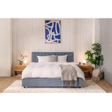 Bonami Selection Plavi tapecirani bračni krevet s prostorom za pohranu s madracem/letvičastim okvirom 160x200 cm Myra Slim Line - | shoptok.hr