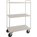Kongamek nivojski voziček KM41, 3 police, dxšxv 955 x 550 x 1470 mm, bele barve, 2 vrtljivi kolesi z zavoro, 2 fiksni kolesi | Shoptok.si