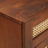 vidaXL Posteljne mize s predalom Rjava Trska in masivno mango les | Shoptok.si