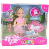 Mini lutka za igru sa psom i mačkicom, te dodacima - 12 cm - roza Slike