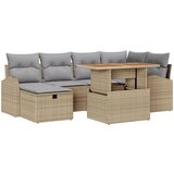 vidaXL set vrtnih sofa od 7 komada s jastučićima bež poliratan, 2-sjedalo vrtni kauč s pohranjivanjem i jastučićima bež poliratan | shoptok.hr