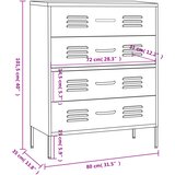  Ladičar crni 80 x 35 x 101,5 cm čelični | shoptok.hr