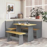  Jedilna miza s klopjo medeno rjava in siva trdna borovina, (20713645)